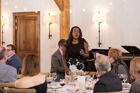 Melody Wilson at the Opera Tastings Event at Blue Bells Farm. Photo: Eric Woolsey, 2018
