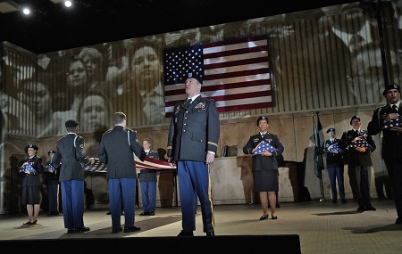Nathan Stark (Center) as the Judge in the world premiere of Huang Ruo and David Henry Hwang’s An American Soldier. Photo: Ken Howard, 2018