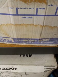 Boxes with damage